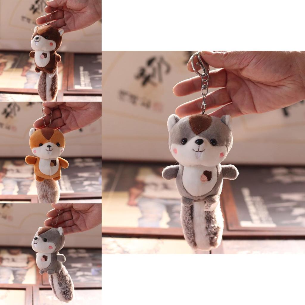 Cute Adorable Little Squirrel Plush Toy Soft Mini Animal Keychain Bag Charm 12cm