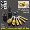 Countersink Drill Bit Set Chamfering Hole Cutter Wood Metal Deburring Tool 1/2 Square Drive To 1/4 Hex Socket Adapter Converter