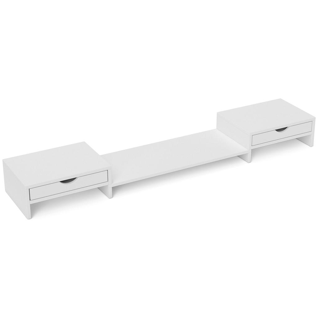PC screen riser desk computer monitor stand 60-116 cm with 2 drawers, adjustable length and angle