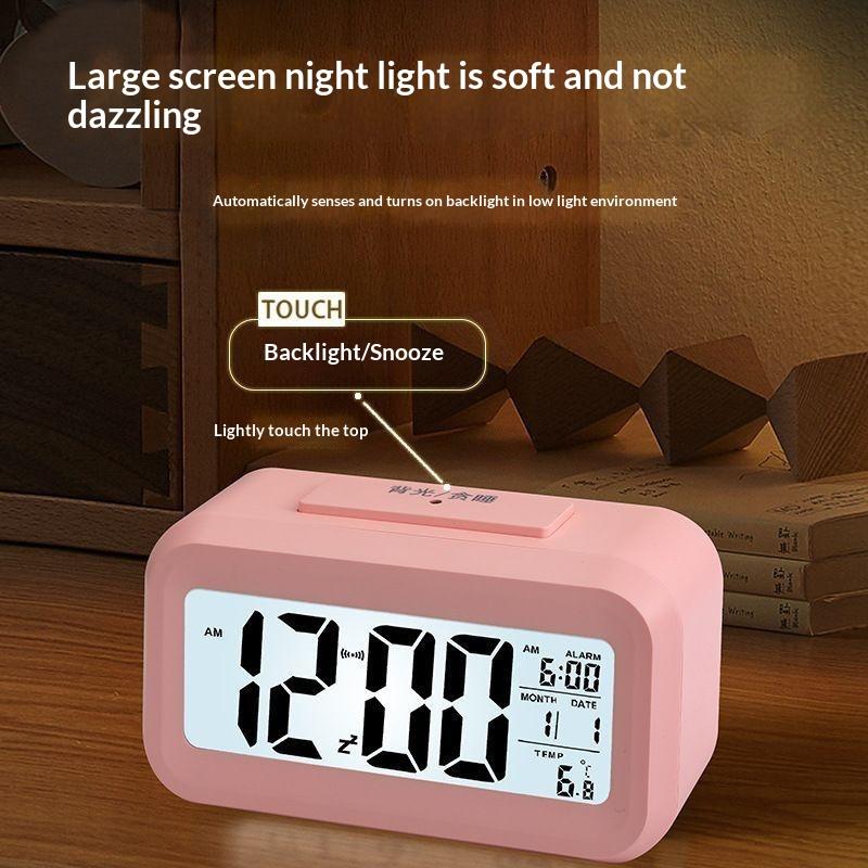 Digital Compact Alarm Clock with Temperature Date Display Multi Colors Available for Bedroom Office Travel Use