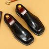 [Pre-Sale, Not In Stock] Thick-Soled Glossy Big-Headed Leather Shoes, Men'S Square Head, Black Business Leisure, One-Pedal Loafer