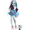 Monster High Poupée Frankie Stein Avec Accessoires Et Animal De Compagnie, Mode Articulée, Cheveux Méchés Noirs Bleus, Jouet Enfant, Des 3 Ans, HHK53
