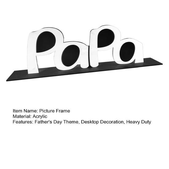 Father's Day Acrylic Photo Frame DIY PaPa Dad Letter Picture Frame Holder Table Sign Desktop Decoration Dad Grandpa Husband Birthday Festival Gift
