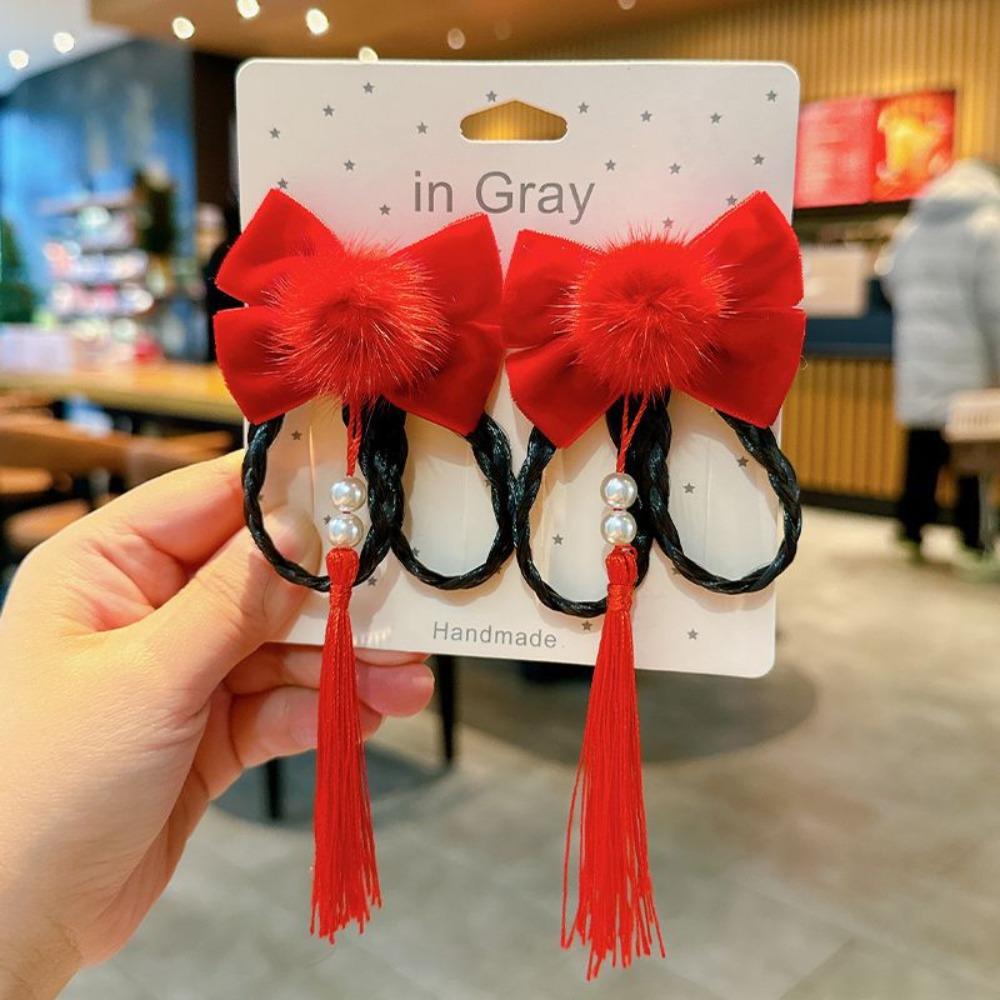 Банты с кисточками Новогодний бант Заколки для волос В древнем стиле Головные уборы для девочек для ханьфу Аксессуары для волос