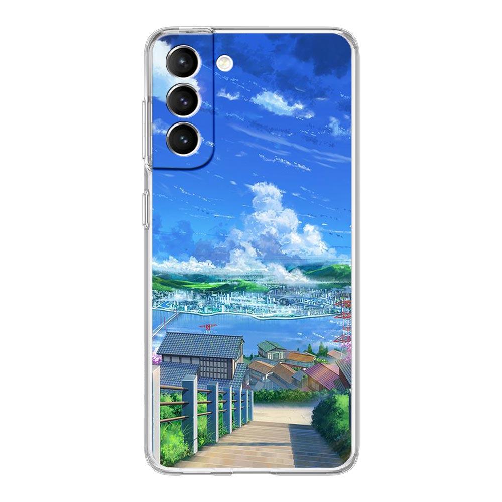 Чехол для телефона с японским аниме-пейзажем для Samsung Galaxy S23 Ultra S22 5G S20 S21 FE 5G S10E S9 S8 S10 Plus Мягкий силиконовый прозрачный чехол