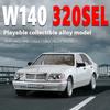 Масштаб 1/24 Mercedes Benz W140 320SEL Классический лимузин Сплав Литой Модель автомобиля Звук и свет Украшение для стола Подарок для друга Презент