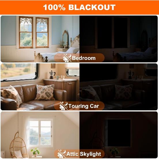 100% Black Out Window Cover Portable Blackout Shades Adhesive Thermal Blackout Blinds No Drill Guard Blind for Window Shades Temporary Room Home 40"
