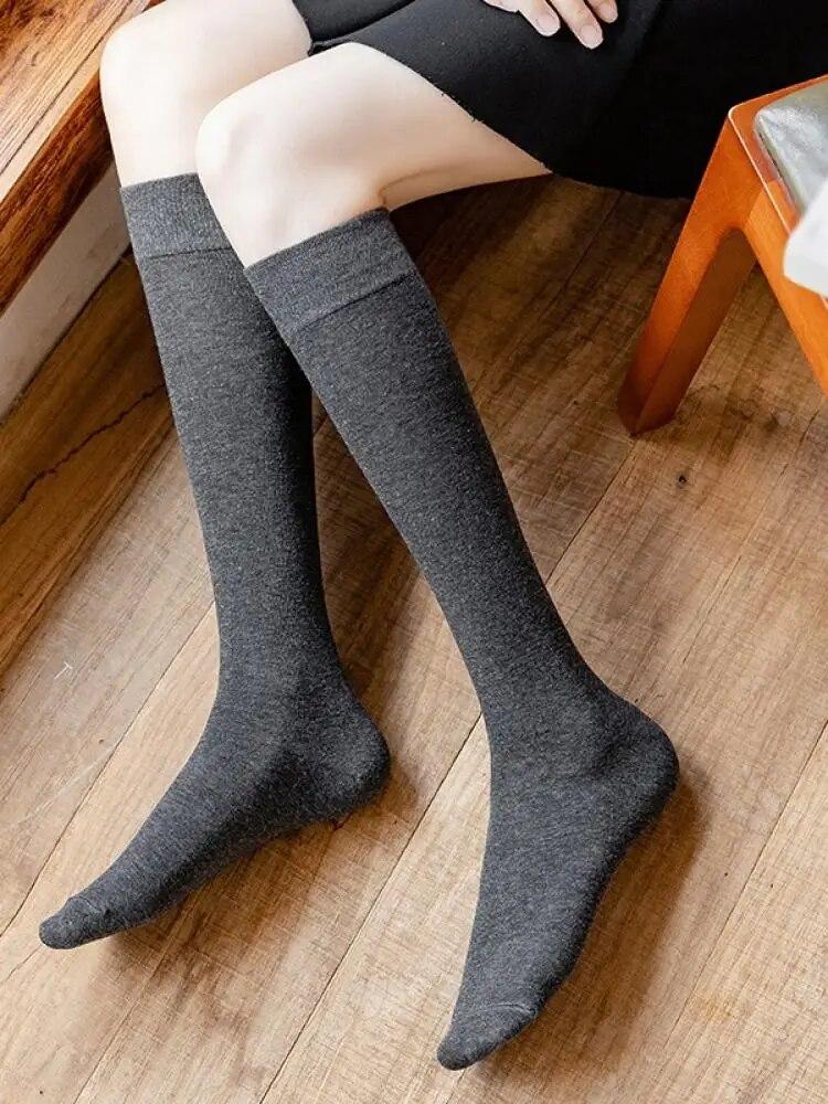 Хлопковые тонкие пластиковые чулки выше колена для девочек JK в студенческом стиле