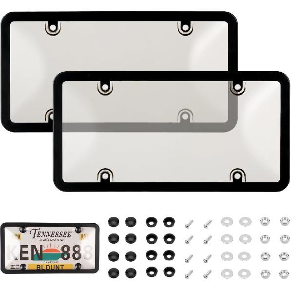 Накладка и рамки для номерного знака, 2 шт., прозрачный защититель номерного знака, ABS-чехол для автомобильного номера, подходит для любых стандартных номерных знаков США