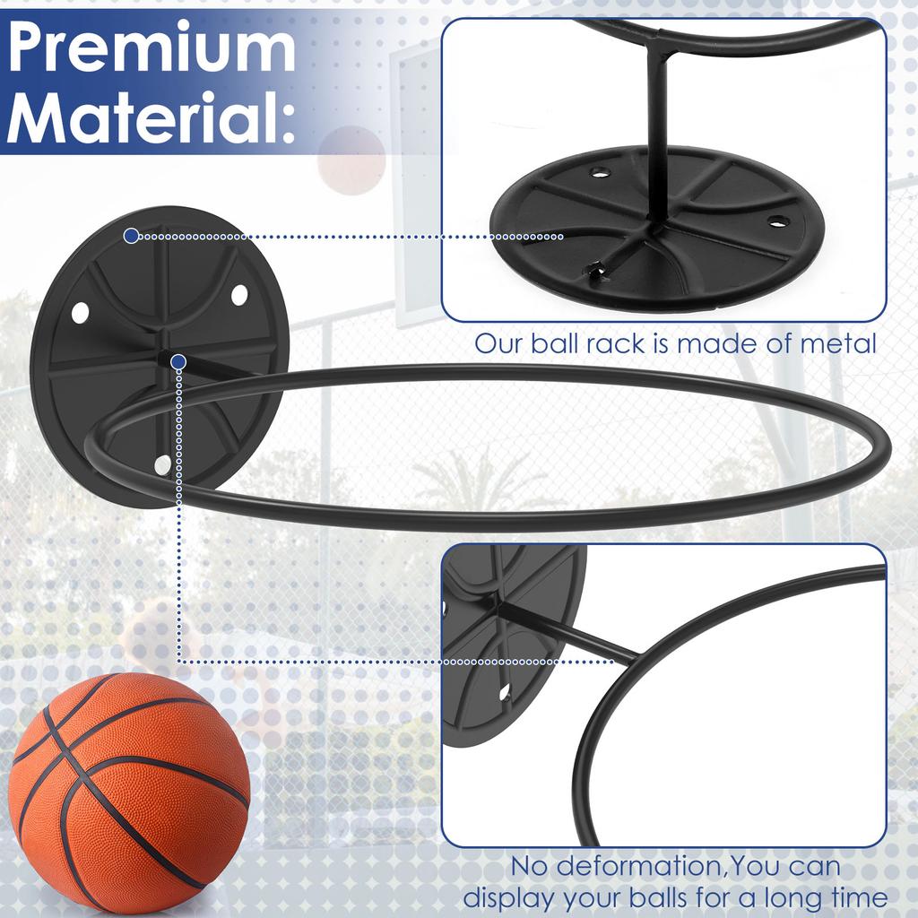 3/4 шт. Стойка для хранения баскетбольных, футбольных, волейбольных мячей, настенная стойка для хранения баскетбольных мячей, экономия места в гостиной, подставка для мячей