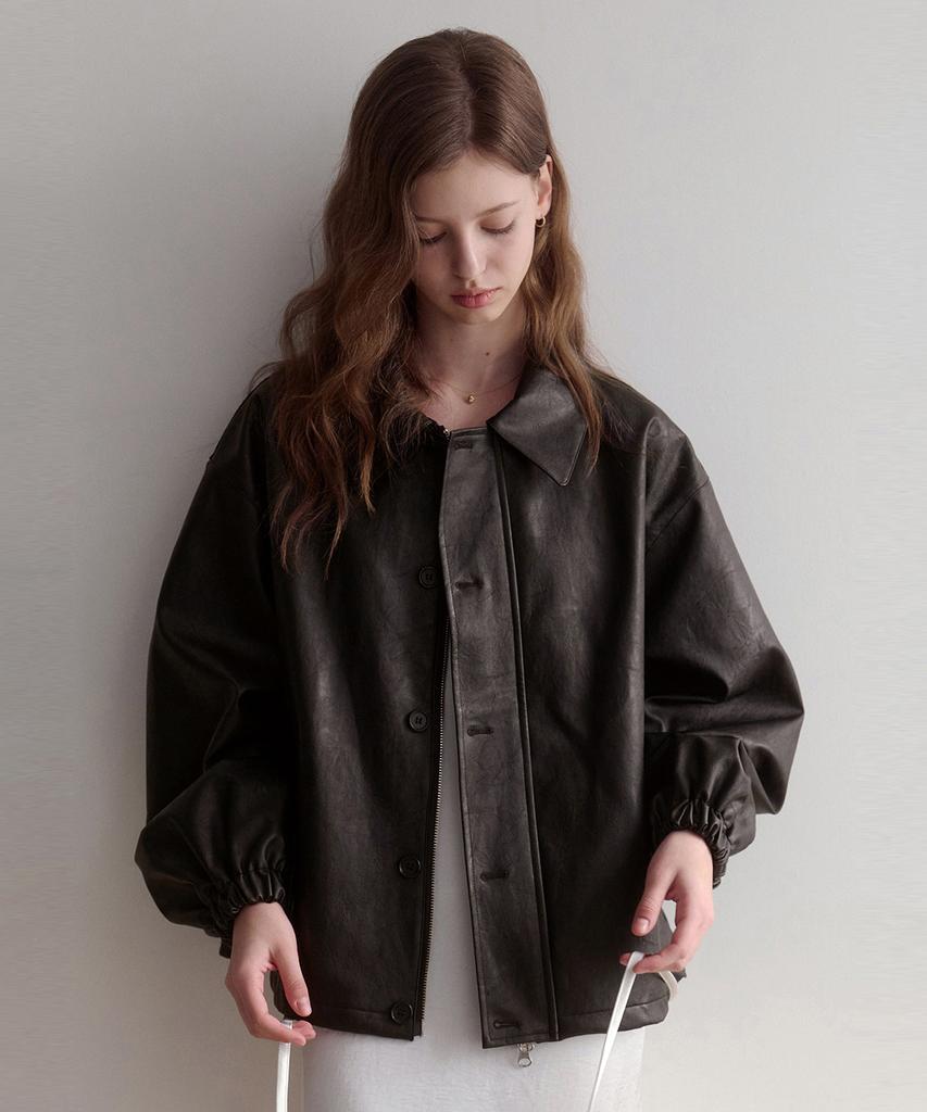 LENAV Esy Button Leather Kara Jacket (Brown)