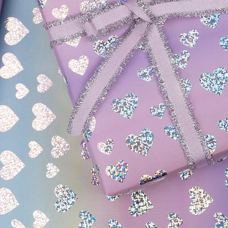 Gift Wrapping Paper Roll Holographic Holographic Glitter Wrapping Paper Craft Paper Luxurious For Valentine'S Day Scrapbooking