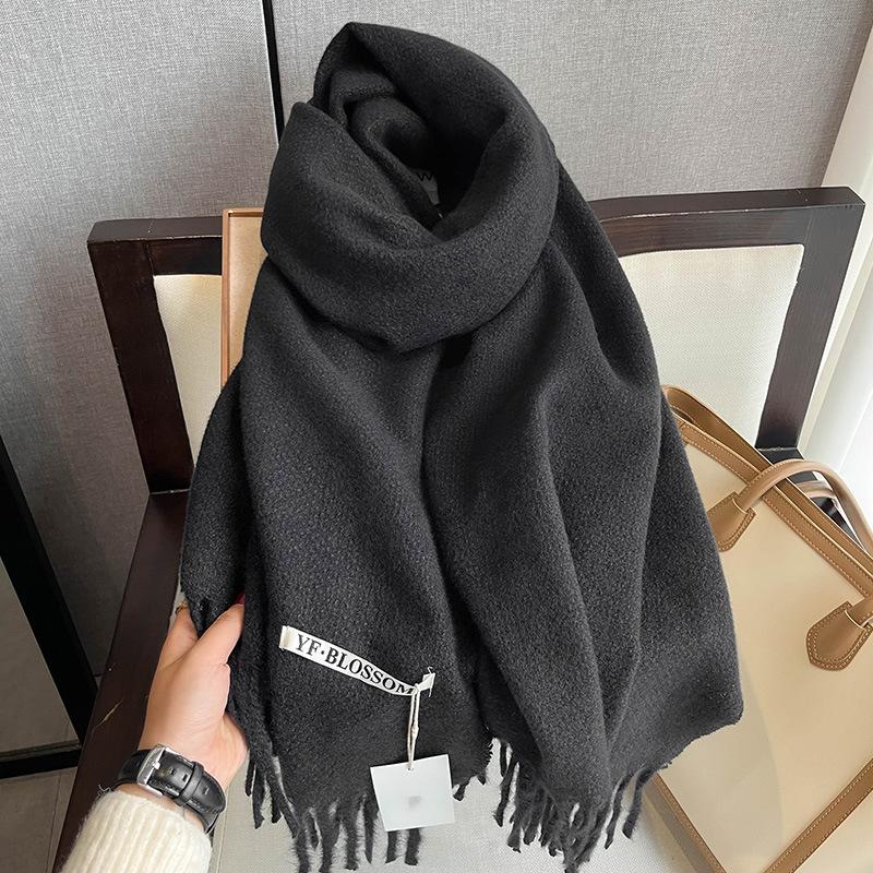 2023 New Fashionable Double Sided Imitation Cashmere Scarf, Warm Scarf for Autumn and Winter, Solid Color Couple Dual Use Shawl