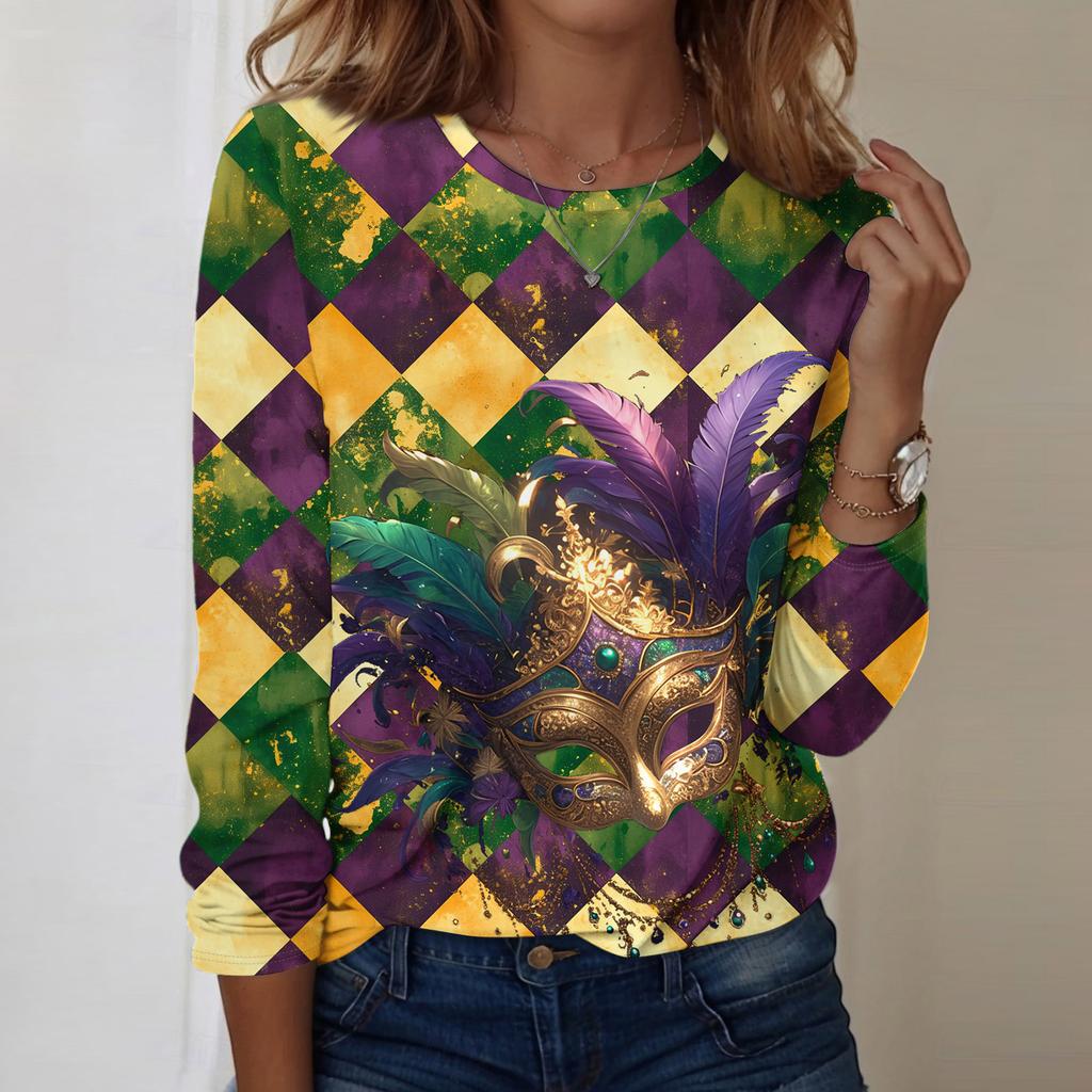 Long Sleeve Shirts For Women Cute Print Graphic Tees Blouses Casual Plus Size Basic Tops Pullover