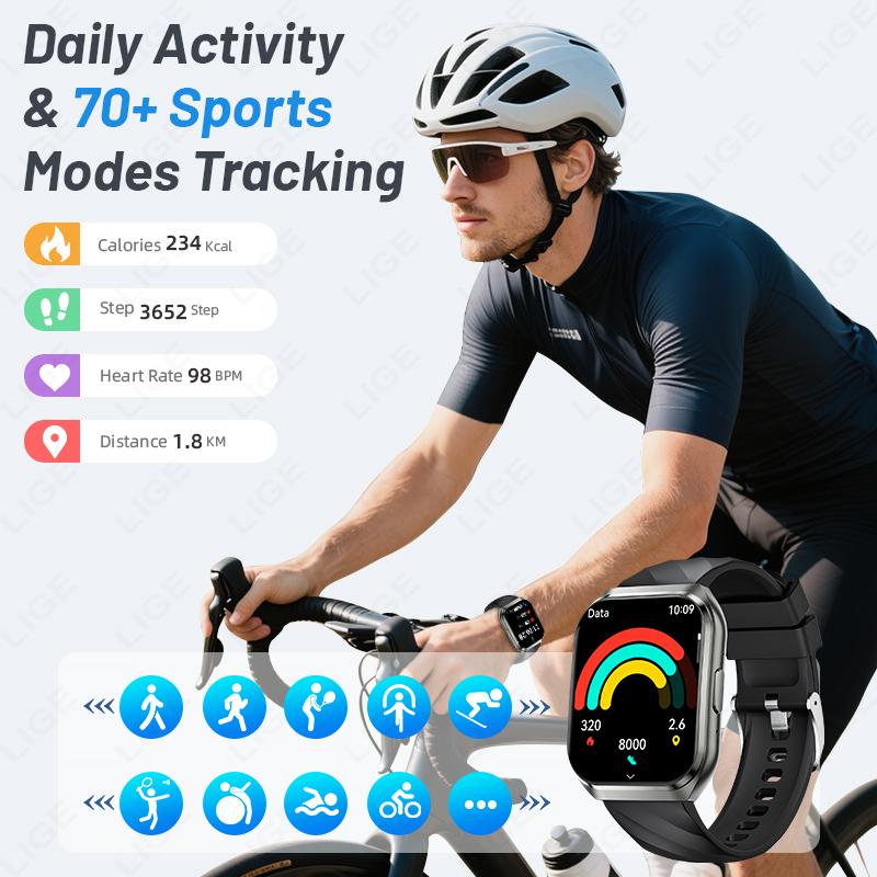 Военный Умный Часы 1000 мАч IP68 Водонепроницаемые Bluetooth Звонки 1,83" HD Мужские Спортивные Измерение Кислорода в Крови Умные Часы Новые