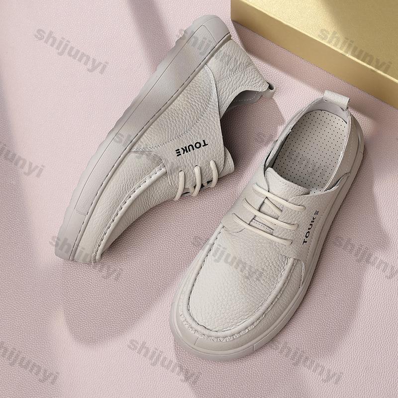 Fashion Men's Leather Shoes 2025 Autumn Fashion Lace Up Breathable Outdoor Casual Flats Lightweight Comfortable Non Slip Luxury Loafers