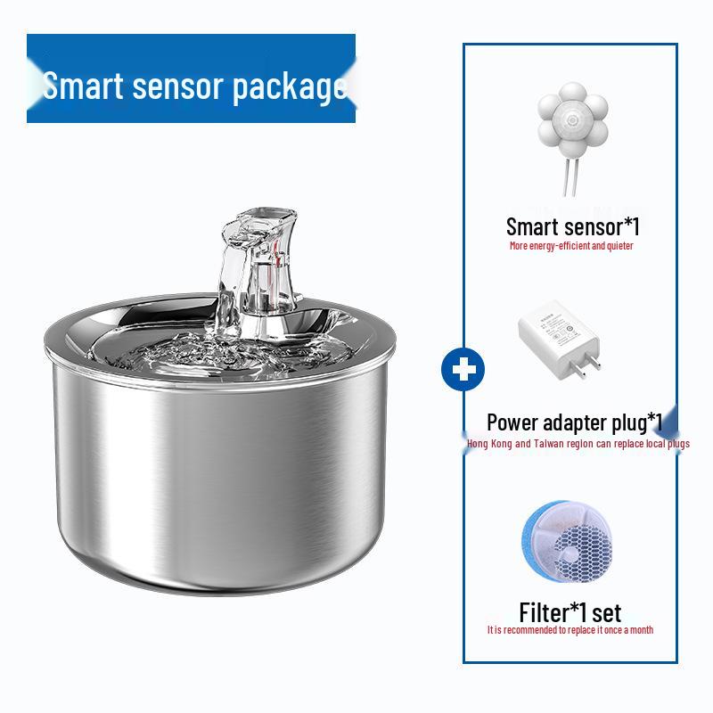 304 Stainless Steel Cat & Dog Water Fountain Bowl with Continuous Circulation