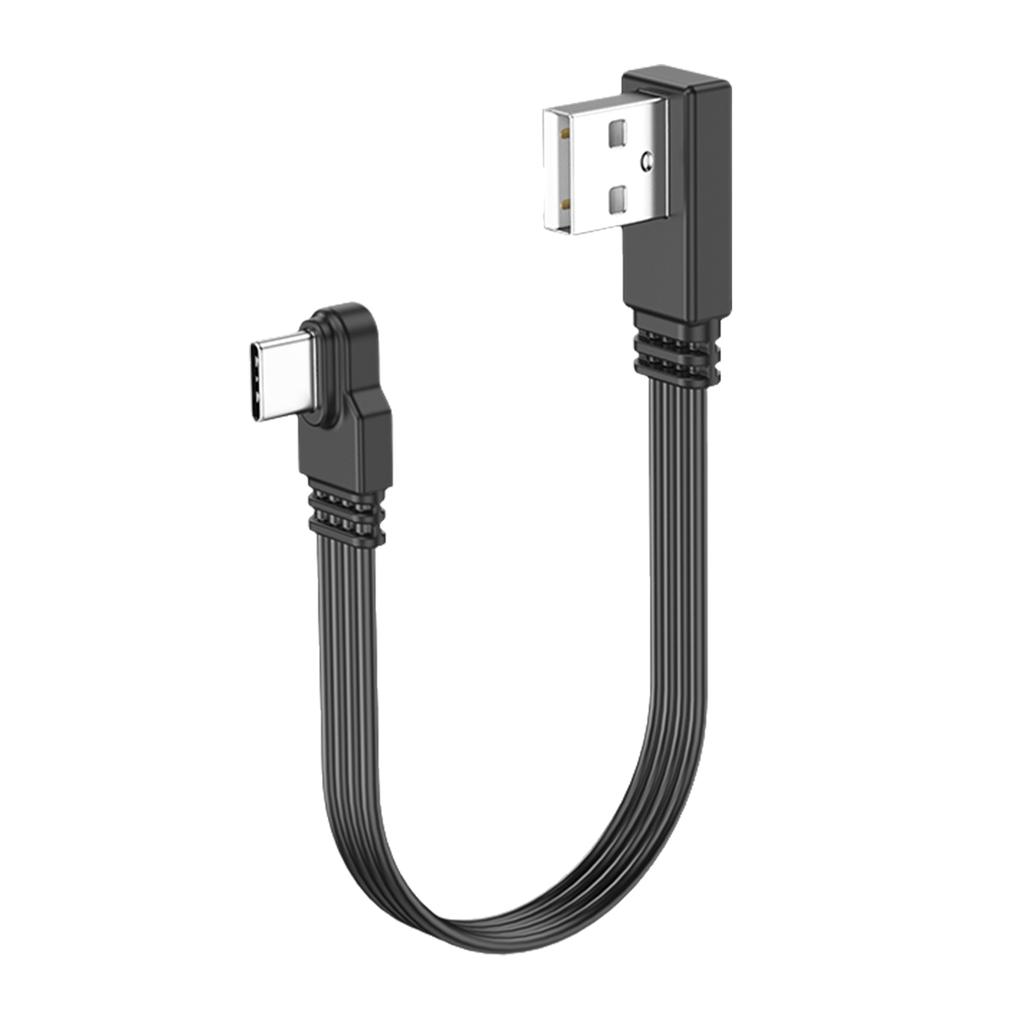 Кабель передачи данных USB 2.0 - Type C, 2 А, быстрая зарядка, скорость передачи данных 480 Мбит/с, плоский провод, колено 90 градусов для планшетов и телефонов