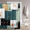 1 Piece of Colorful Geometric Grid Christmas Tree Reindeer Shower Curtain with Plastic Hook, Cartoon Christmas Printed Bathroom