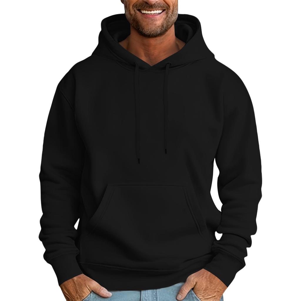Мужская повседневная толстовка свободного кроя однотонная со шнурком худи с большим карманом спортивная толстовка
