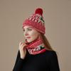 Pom-Pom Deer Christmas Hat & Fleece-Lined Scarf Set