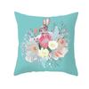 Easter Peach Velvet Cushion Cover Lake Blue Series Rabbit Egg Print Cushion Cover