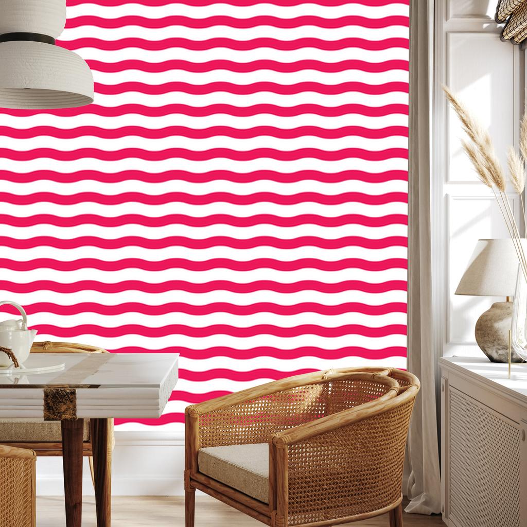 Wallpaper Stripes white and pink, powder pink background for living room and bedroom 50x1000