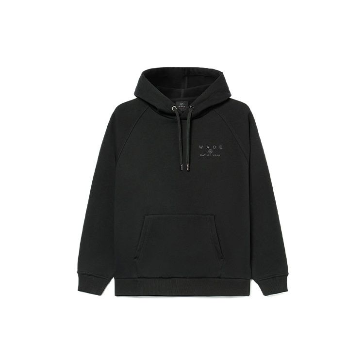 Li-Ning Wade Series с логотипом и плюшевой подкладкой, теплый пуловер свободного кроя, толстовка унисекс, черный AWDR799-4