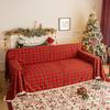 Christmas Plaid Couch Cover with Tassel Washable Sofa Covers Couch Furniture Protector Seat Slipcover Sofa Towel for Living Room
