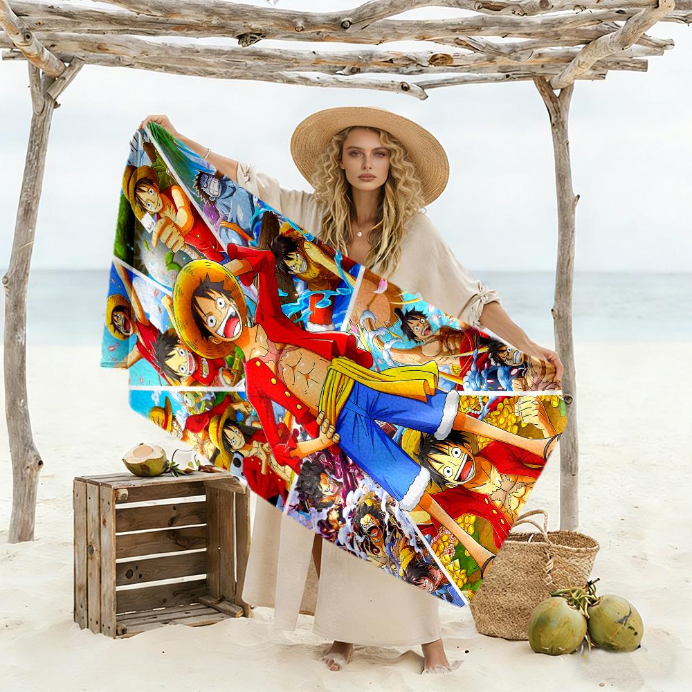 One Piece Adventure Beach Towel Quick-Dry Soft Microfiber Comfortable Lightweight Perfect for Traveling Yoga Camping and Swimming