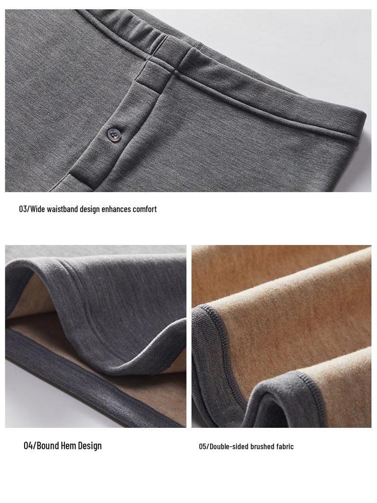 Мужской термокомплект из кашемира, похожего на шелк - Толстый, теплый и с отделкой для осени/зимы