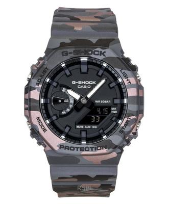 G-Shock Аналогово-цифровые Камуфляж Био-смола Ремешок Черный Циферблат Кварц GA-2100CM-8A 200М Мужские часы