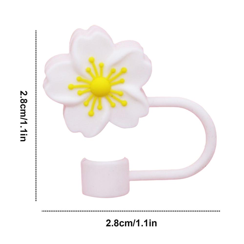 Begonia Flower Straw Cover Caps Silicone Straw Stopper 10mm Reusable Dust-Proof Straw Tips Lids For Stanleys Cup Party Decor