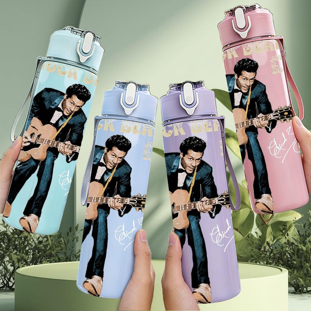 1PC Guitarist Male Art A 750ml sports water bottle leakproof straw lid outdoor office home