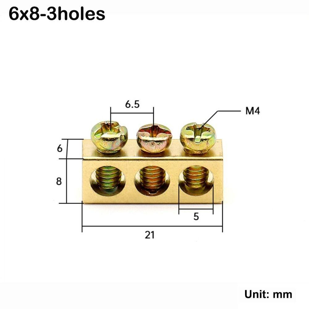Copper Wire Connector With Hole Screw Terminal Block Brass Connection Row  Electrical