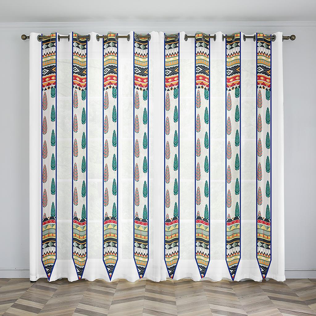 Luxury Gold Bohemian Stripes Curtains for Living Room Bedroom European 3D Print Windows Backdrop Treatment Drapes 2 Pieces