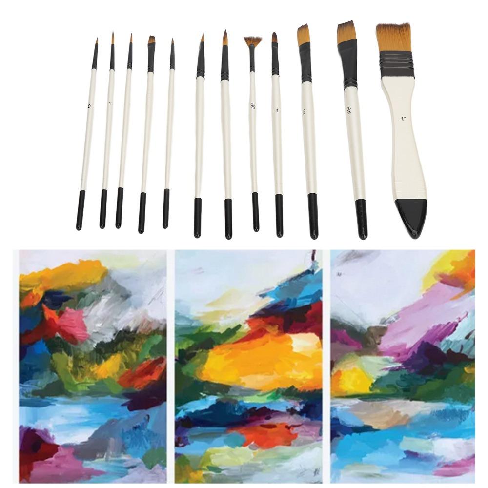 12PCS uniform bristle trimming acrylic painting brushes studio drawing brushes studio art training