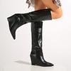 Модные Сексуальные Супер Высокий Каблук Черные Длинные Челси Ботинки Женские 2025 Новые Острый Носок Клиновидный Каблук Сапоги до Колена Дизайнерская Обувь Осень Зима