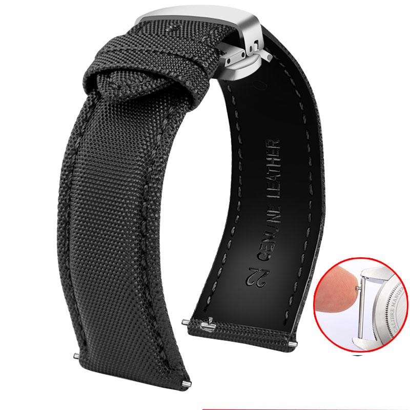 For Mido Nylon Leather Strap Commander M021 M025 Multifort M005 Tissot CASIO Black Orange TAG Heuer Nylon strap 20mm 21mm 22mm
