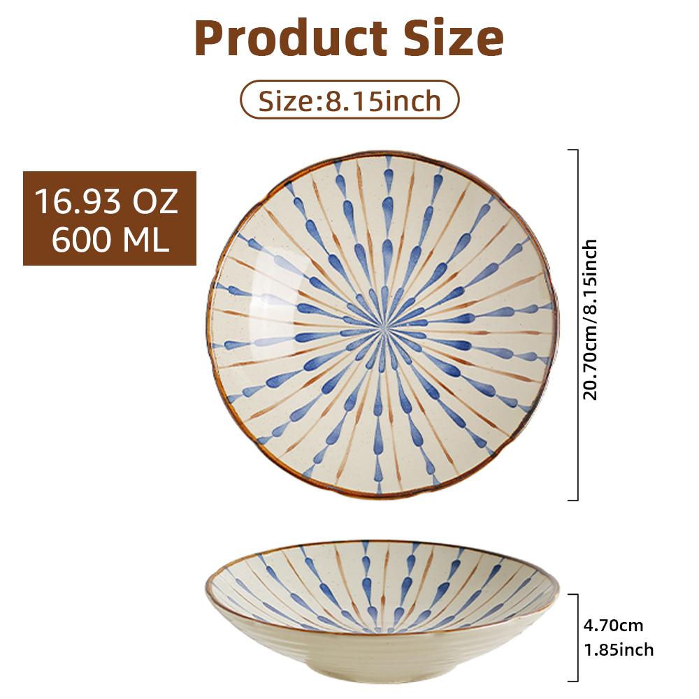 2 шт. Керамические обеденные тарелки японские ретро глубокие круглые обеденные тарелки тарелка для пасты кухонная посуда для микроволновой печи формы для выпечки