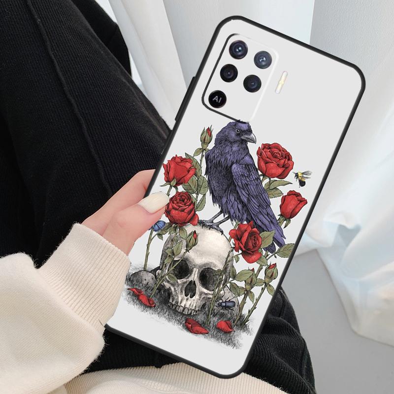 Raven Skull Case For Oppo A40 A60 A80 A5 Pro A15 A16 A17 A57 A77 A94 A74 A54 A76 A96 A18 A38 A58 A78 A98