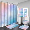 4Pcs Luxury Marble Shower Curtain Sets Bathroom Decor Sets with 12 Hooks Bath Mat Toilet Lid Rug and Non-Slip U Shape Mat