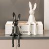 Ceramic Bunny Figurine Sitting Rabbit Sculpture Minimalist Bunny Statue for Counter Desk Bookshelf Home Bar Office Decoration