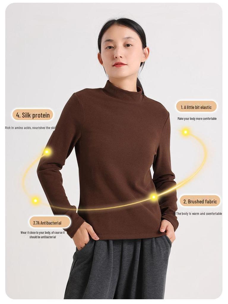 Женская теплая рубашка из немецкого бархата с полуворотом - плюшевая, утолщенная, с длинным рукавом и гиалуроновой кислотой для ухода за кожей