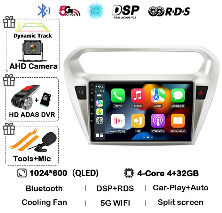 Android 14 Carplay Car Radio For Peugeot 301 Citroen Elysee 2013 2014 2015 2016 2017 2018 Multimedia Video Player GPS Stereo DSP