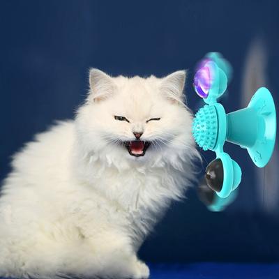 Интерактивная игрушка для кошек со светодиодной ветряной мельницей, вращайте и укрепляйте здоровье зубов!