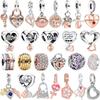 Original Copper Colorful Charms Snowflake Heart Lock Key Earrings Beads For Necklace Diy Bracelet Present Jewellery