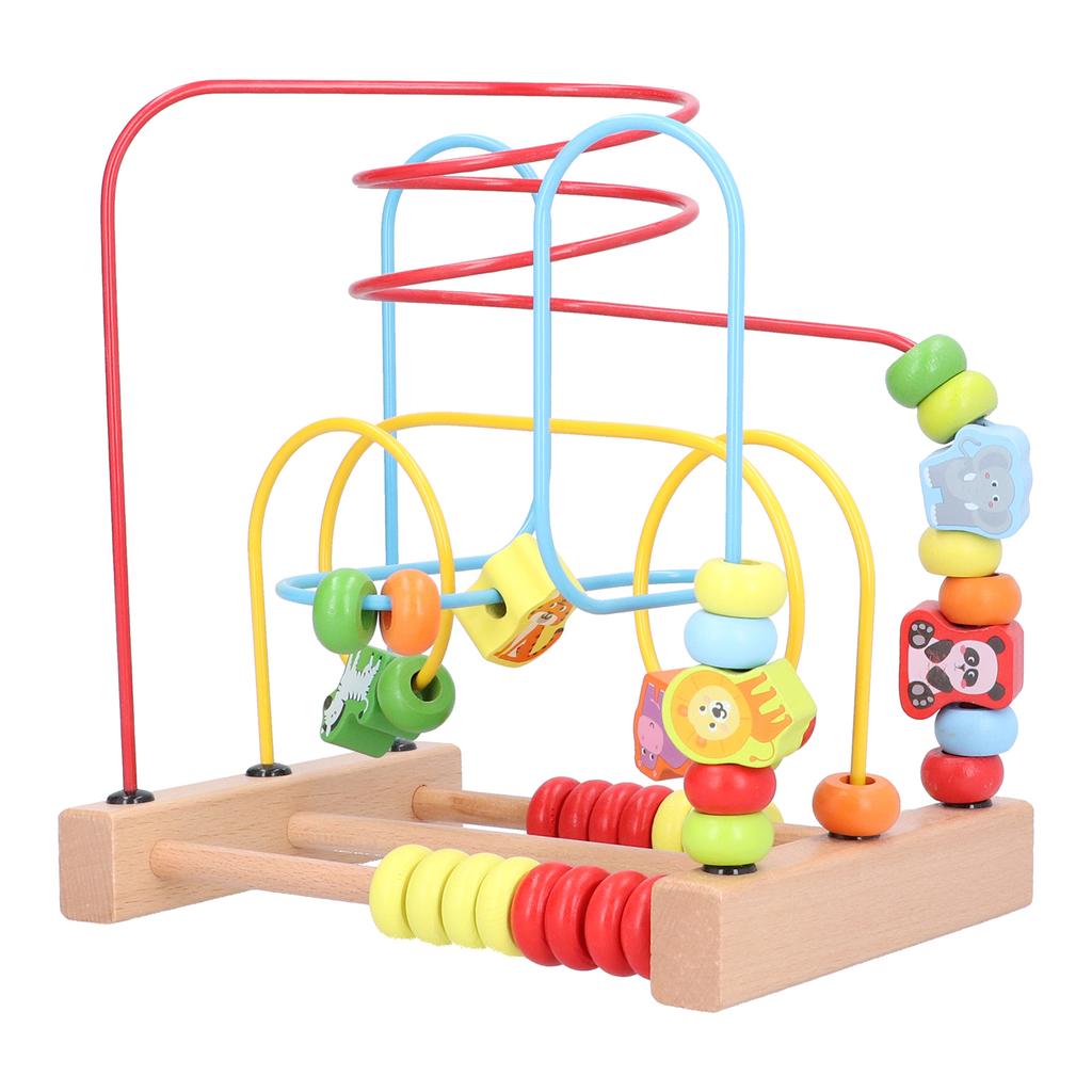 Wooden Bead Maze Game Bright Color Cartoon Early Educational Learning Beads Toy