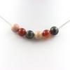 Stones and Minerals. Rhodonite + Labradorite + Banded Agate 8 Mm Pearl Necklace Stainless Steel Chain.