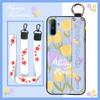 Durable Dirt-resistant Phone Case For OPPO Realme C3/C3i/Narz N10A Silicone Ring Anti-dust Wristband Anti-knock Flower